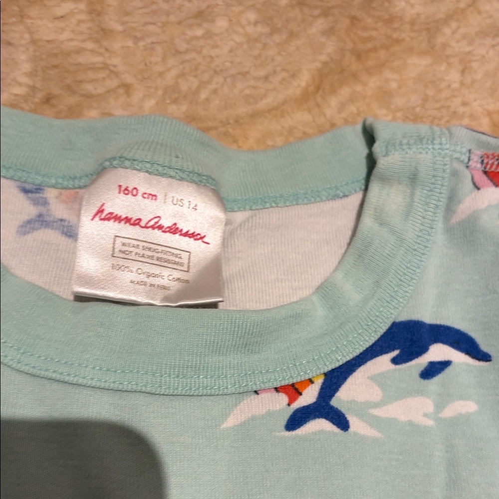 Hanna Andersson Blue Pajama Set with Rainbow and Dolphin Print - Picture 2 of 4